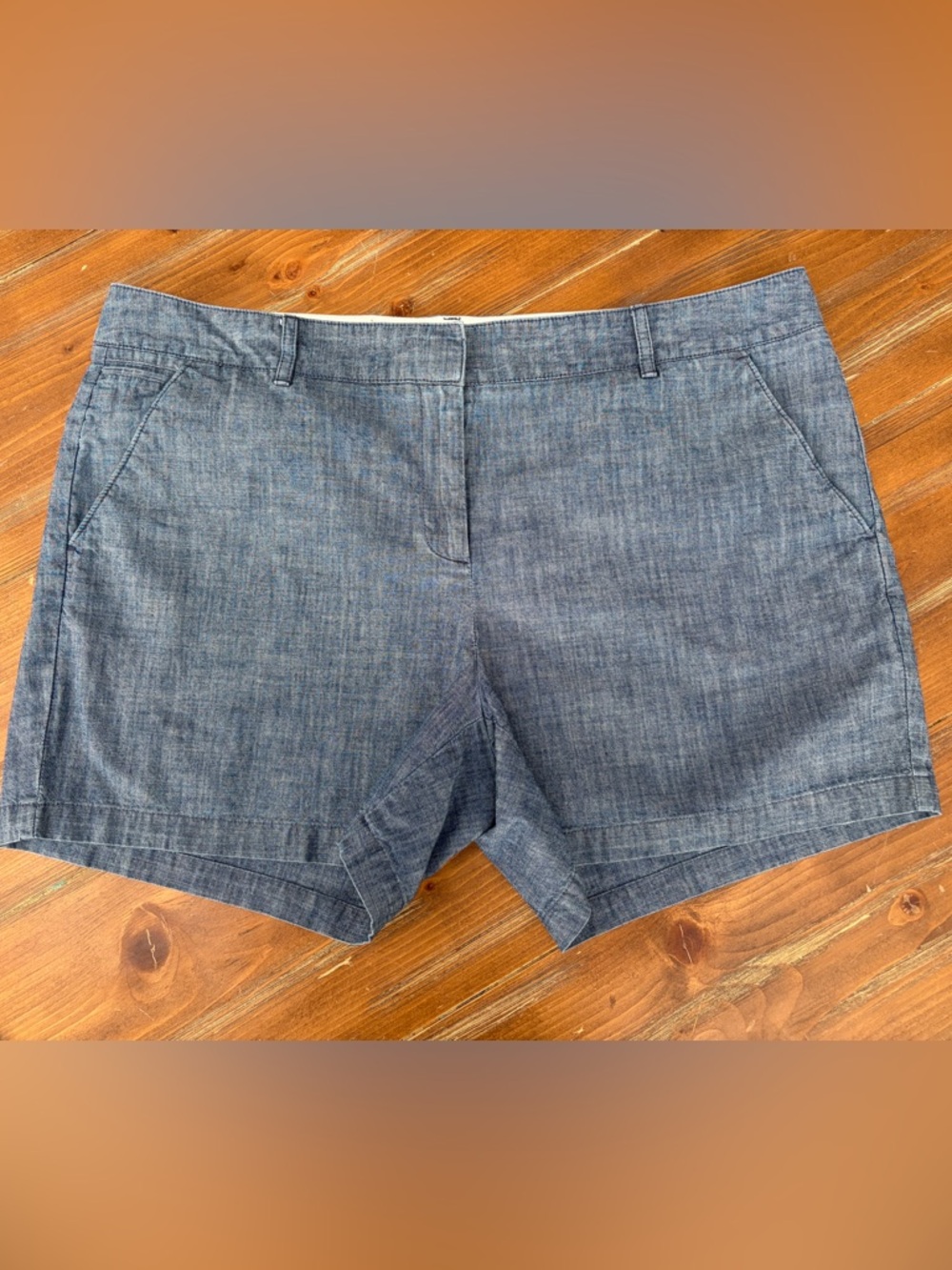 Lands' End Denim-Look Chambray Shorts in Blue 16.